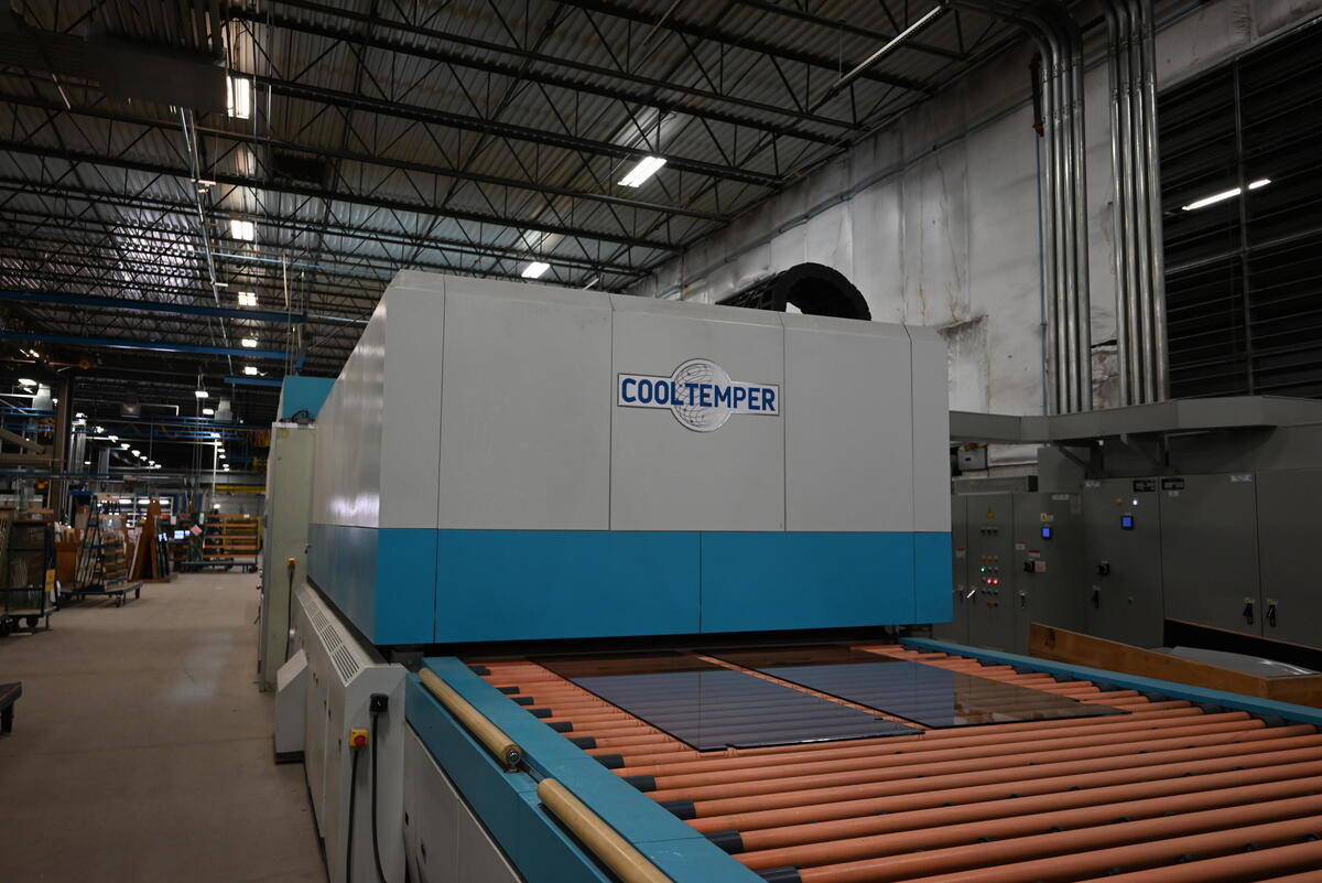 Tempered glass furnace in operation at Glenny Glass